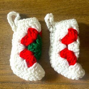 Vintage Crocheted Mini Christmas Stocking Ornaments